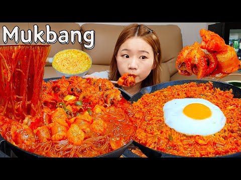 Видео: Sub)Real Mukbang- Острый жареный осьминог, рубец, креветки 🔥 Лапша🍜 Жареный рис 🍳 ASMR КОРЕЙСКАЯ ЕДА
