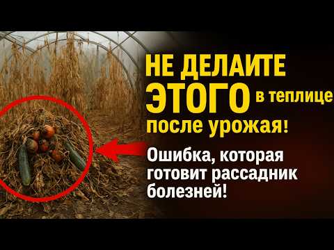 Видео: НЕ ДЕЛАЙТЕ ЭТОГО в теплице после урожая! 🚫 Ошибка, которая готовит рассадник болезней на весну.