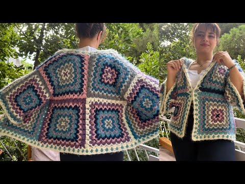 Видео: Кардиган крючком из 9 цветов и 12 мотивов #вязание крючком #сделай сам #кардиган