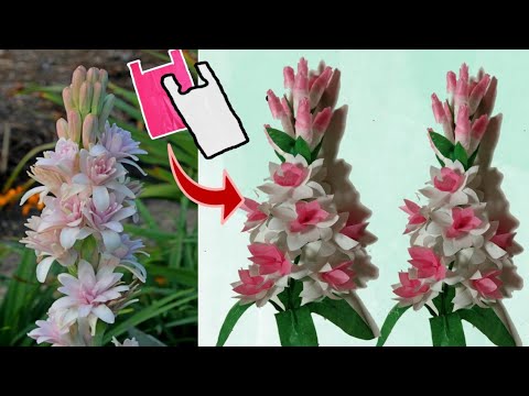 Видео: Как сделать цветок туберозы из полиэтиленового пакета | пластиковые идеи цветочных ремесел