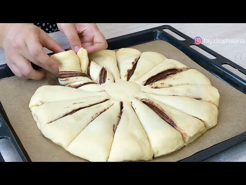 Видео: Bundan mazzali bulochka bo’lmasa kerak / Пирог Цветок с Шоколадной начинкой