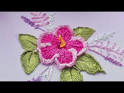 Видео: Цветочная вышивка | Цветок Каркаде