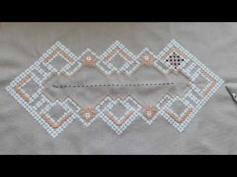 Видео: Хардангер / Hardanger салфетка "Malaka". Часть 4