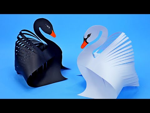 Видео: Оригами Лебедь из бумаги