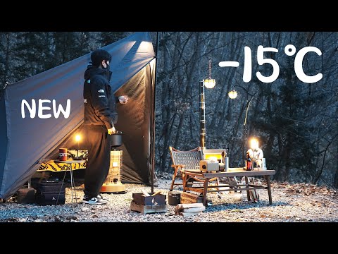 Видео: -15 градусов ниже нуля. Первый запуск новой палатки и нового оборудования! Приятного похода в холодн