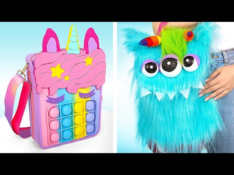 Видео: 🎒Весёлый день поделок! Сделай сумку Pop-It Единорог, монстр-рюкзак и милые брелоки!✨
