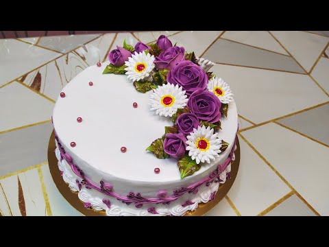 Видео: Торт Иней с сиреневыми розами для мужчины.