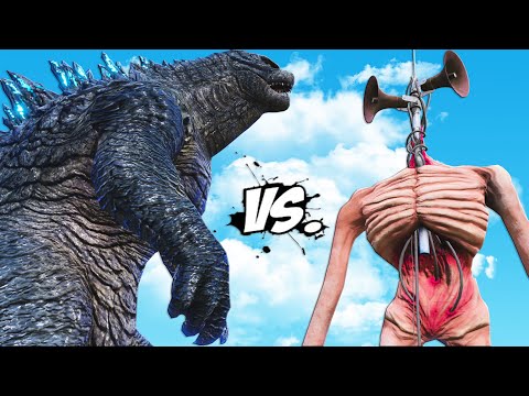 Видео: Годзилла 2014 против головы сирены - битва монстров