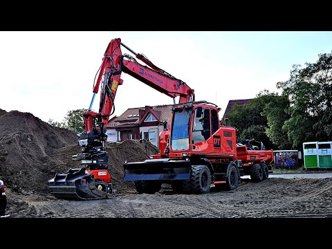 Видео: Работа с асфальтоукладчиками | Прицеп Volvo EWR170E Oilquick OQTR-E19 RCM PK1