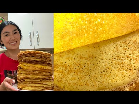 Видео: Блины, қазақша. Құймақ жасау. Тонкие, ажурные блины без соды.