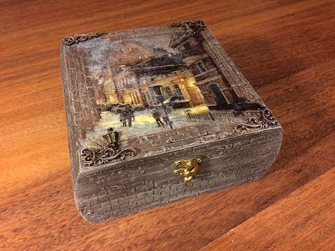 Видео: Шкатулка с видом города. DIY. Вживление распечатки.  Implanting printouts.