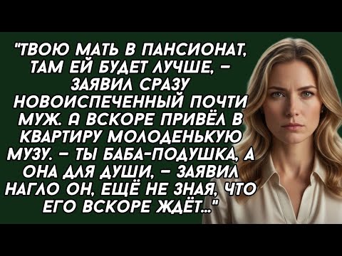 Видео: ​"Твою мать в пансионат, там ей будет лучше, — заявил сразу новоиспеченный почти муж. А вскоре ...