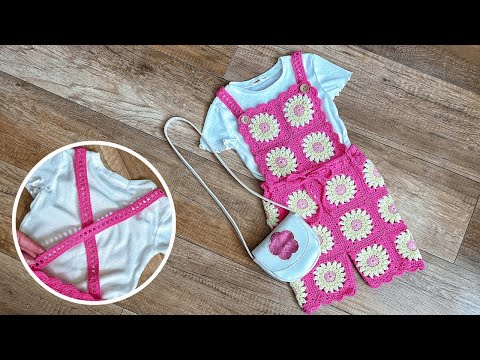 Видео: Супер стильный Детский комбинезон из бабушкиных квадратов 💖 Подробный мастер-класс! Rompers crochet