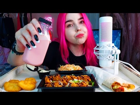 Видео: ответы на вопросы/Твистер, наггетсы,креветки темпура и салат коу слоу мукбанг/еда на камеру mukbang