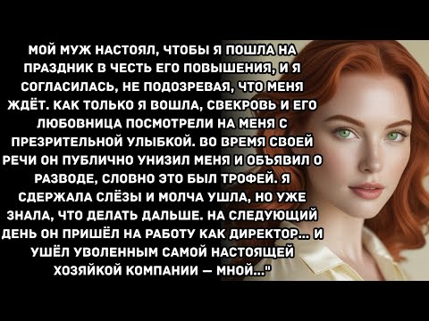 Видео: Мой муж настоял, чтобы я пошла на праздник в честь его повышения, и я согласилась, не подозревая...