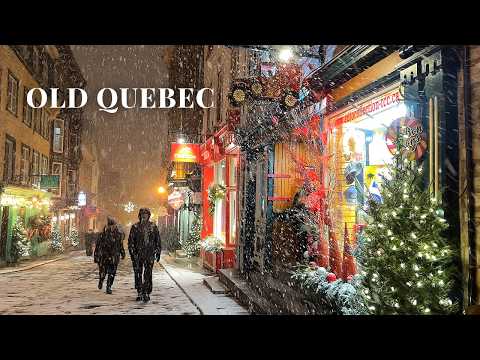 Видео: [4K]🇨🇦 Алиса в зимней стране чудес⛄❄ Снегопад в старом Квебеке ночью и ранним утром🌟2024