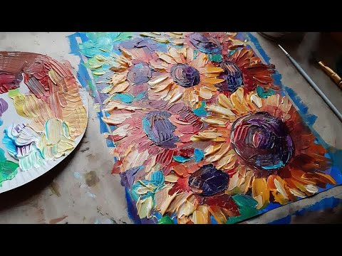 Видео: ПОДСОЛНУХИ |Мазковая живопись|Рисуем вместе🎨