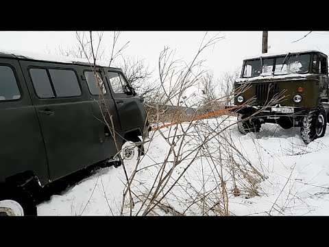 Видео: УАЗы по сугробам! ГАЗ-66 с мотором ВАЗ выручил! Оn Soviet UAZ all- terrain vehicles on snowdrifts