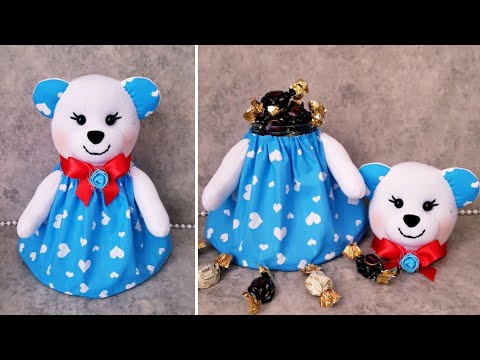 Видео: 😍Плюшевый мишка-сюрприз/💙Конфетница из баночки/👌Очень легко сделать