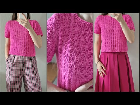 Видео: Футболка спицами. Топ спицами.