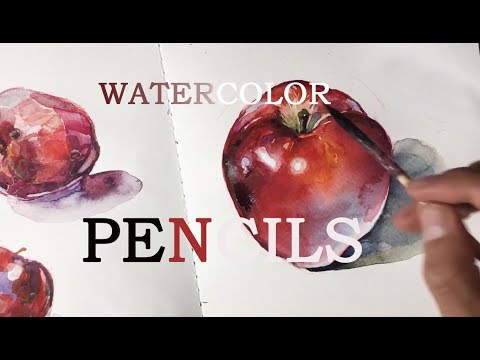 Видео: Как рисовать яблоко акварельными карандашами |Watercolor Painting Tutorial - Apple