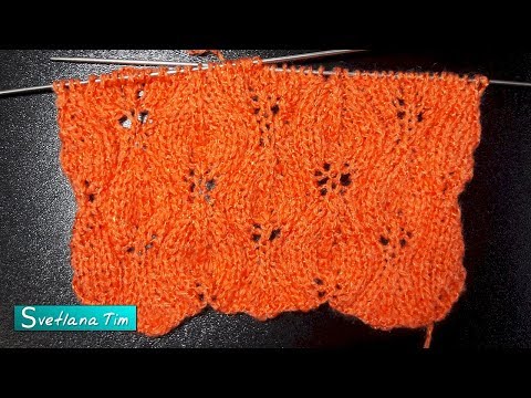 Видео: Узор спицами Ажурные Листья. Схема. Вязание спицами # 604