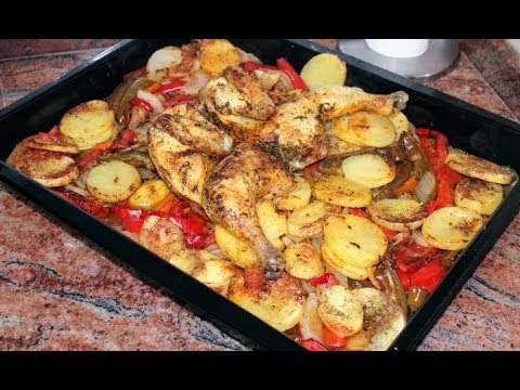 Видео: Печено пиле със зеленчуци