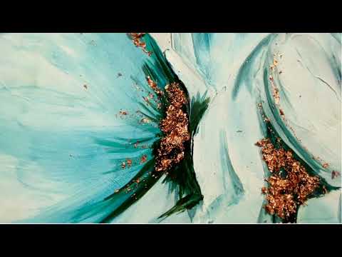 Видео: #Поталь  Рисую интерьерную картину / Картина цветок акрилом / картина  с поталью