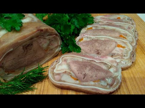 Видео: "Язык в ухе" ( мясной рулет)