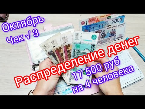 Видео: 🧮Распределение денег по конвертам 🗂️ 17500 руб💸на 4 человека 👨‍👩‍👧‍👦Октябрь📝Чек √3🧾 #деньги #money