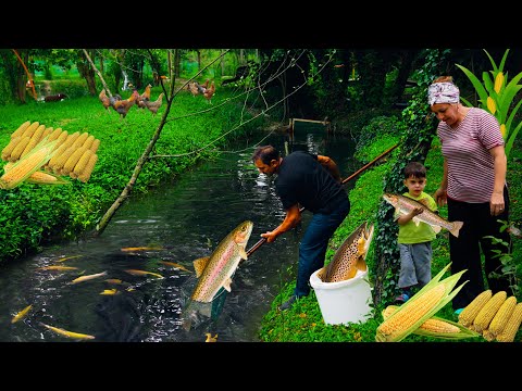 Видео: АЗЕРБАЙДЖАН Рыбная Ферма | Фаршированная РЫБА со свежей кукурузой | Сельская жизнь