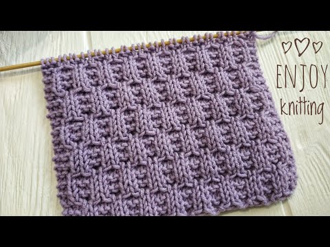 Видео: Узор спицами Рельефные Ячейки | Honeycomb Trellis knitting stitch pattern