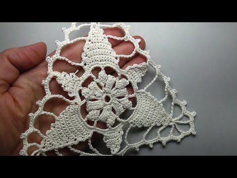 Видео: CROCHET Triangular motif №4 Triangle in the style of reticello  Треугольный мотив №4  крючком