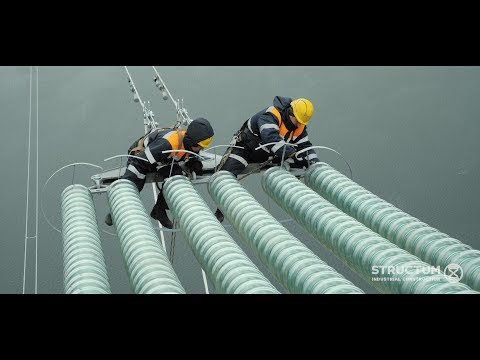 Видео: Монтаж провода ВЛ 330 кВ через Днепр