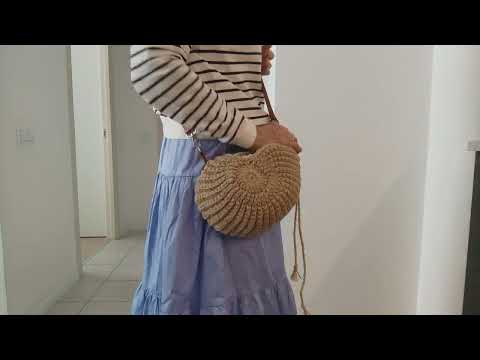 Видео: сумка ракушка из джута с ремешком из натуральной кожи по мотивам сумки     Moon Shell Loewe