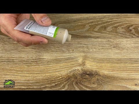 Видео: ШПАТЛЕВКА МЕБЕЛЬНАЯ. Как заделать скол на ламинате. RESMAT