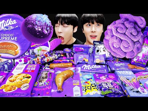 Видео: АСМР МУКБАНГ | Медовое желе Galaxy, конфеты, десерты (фиолетовая еда, лапши, мороженое) рецепт