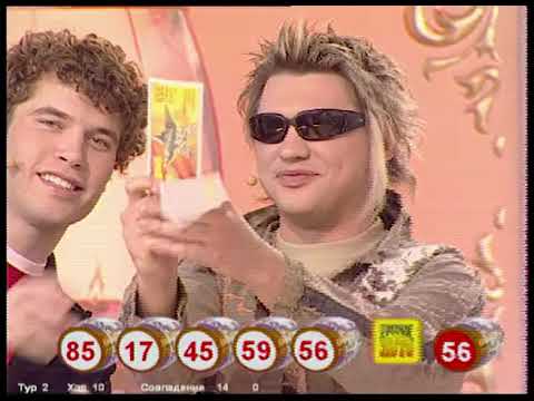 Видео: 654-й тираж Русского лото 22 апреля 2007 года. В гостях группа Корни и Максим Данилов