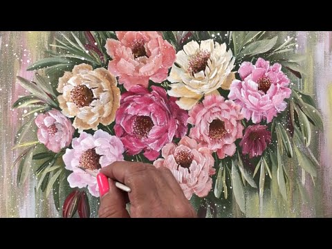 Видео: Как рисовать легкие розы / акриловой краской