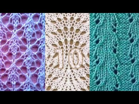 Видео: 10 схем узоров для вязания спицами. 10 patterns for knitting.