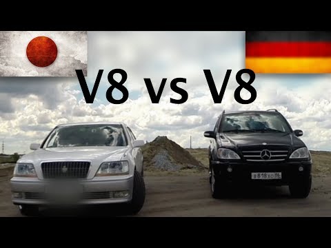 Видео: Toyota Crown Majesta v8 против Mercedes W163 V8