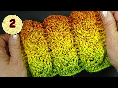 Видео: Объёмная коса крючком  2 часть 4-5-6 ряды Узоры вязания крючком