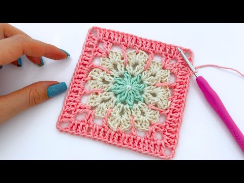 Видео: НЕЖНЫЙ И ПРОСТОЙ КВАДРАТ, ВЯЗАННЫЙ КРЮЧКОМ