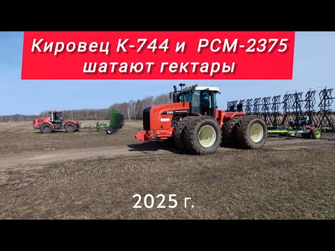 Видео: Кировец К-744 и РСМ-2375 боронят клевер и закрывают влагу 