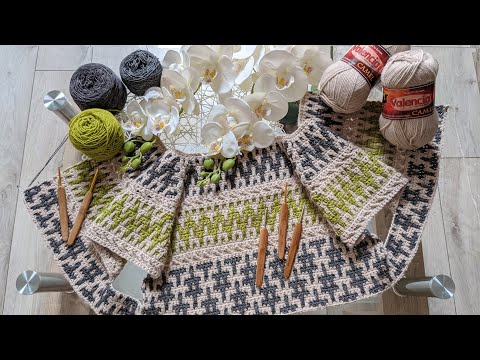 Видео: Жакет (кардиган) крючком. Мозаичное вязание. Часть 3. Росток. Узор "Звездочки"