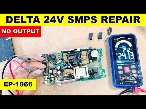 Видео: Delta 24V SMPS, нет выходного напряжения, короткое замыкание в линии постоянного тока