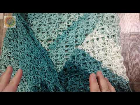 Видео: Шаль бактус крючком. Презентация. Пряжа Нако.