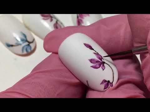 Видео: Цветы на ногтях. Акварельный дизайн | Watercolor nail art