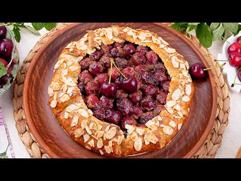 Видео: Творожно-песочная Галета с Черешней🍒 и Миндалем🥜 Открытый летний пирог с фруктами 🥧🍒