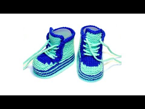 Видео: 51 Пинетки спицами с полосками  knitting for beginners step by step